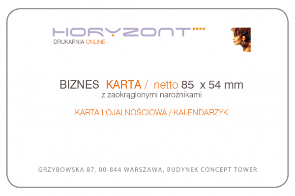 zawieszka . metka 85 x 55 mm lub 90 x 50 mm, z otworem 3 mm, druk obustronny, kreda 350 g - folia błysk dwustronna - 1000 sztuk