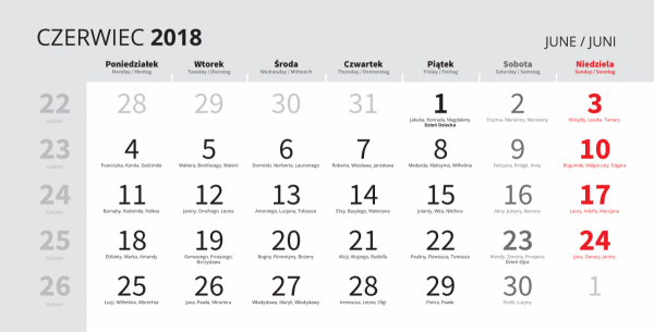 Kalendarz trójdzielny EKOLINE (płaski) bez koperty, druk jednostronny kolorowy (4+0), podkład - karton 300 g, 3 białe bloki, okienko - 200 sztuk  