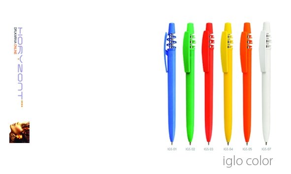 długopis IGLO COLOR do nadruku, nadruk Pantone z palety do wyboru 1+0 - 300 sztuk