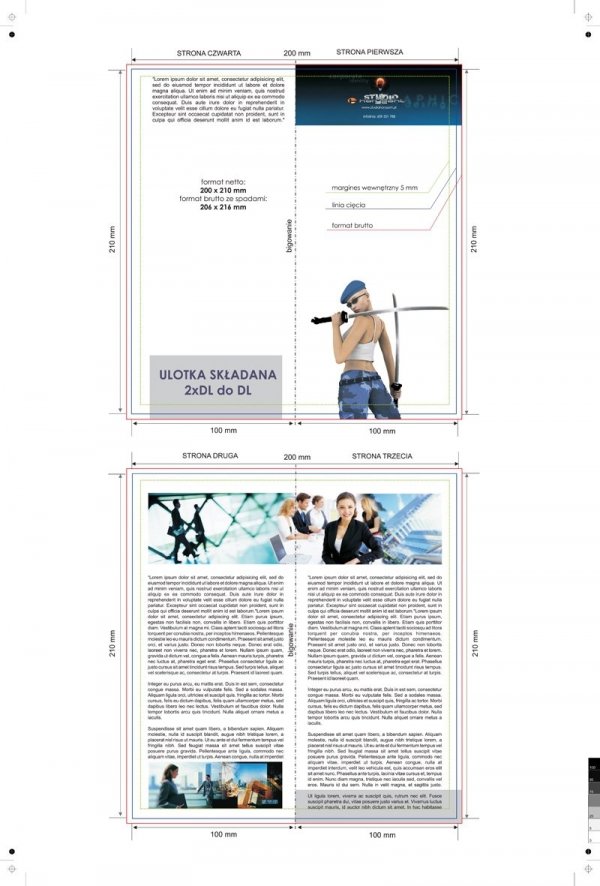 zaproszenie - karta 2xDL, składana do DL, druk dwustronny, kreda 350 g, bez folii 75 sztuk