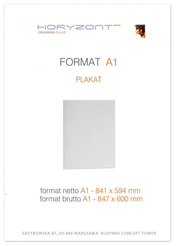 plakat A1, druk pełnokolorowy jednostronny 4+0, na papierze kredowym 350 g mat - 400 sztuk