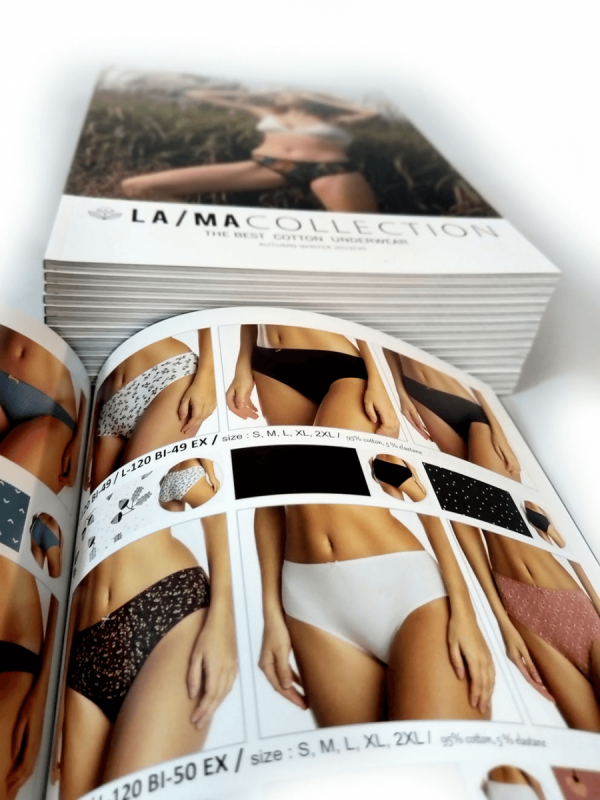 katalog A5, druk pełnokolorowy obustronny 4+4, na papierze kredowym, kreda 130 g, 40 str., 40 sztuk