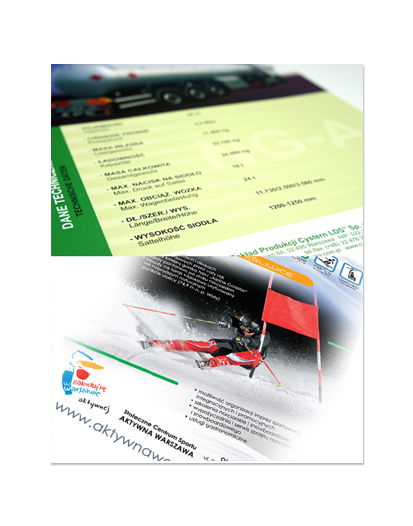 katalog DL, druk pełnokolorowy obustronny 4+4, na papierze kredowym, kreda 130 g, 28 str., 400 sztuk