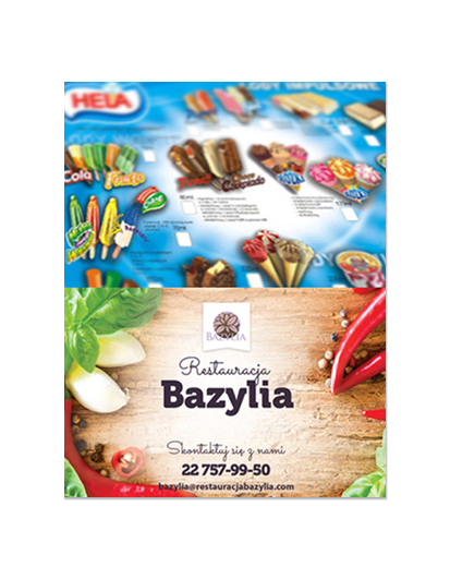 katalog A5, druk pełnokolorowy obustronny 4+4, na papierze kredowym, kreda 170 g, 8 str., 50 sztuk