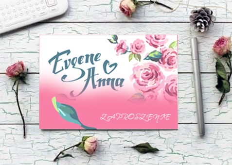 zaproszenie - karta DL, druk dwustronny, kreda 350 g,  dwustronnie foliowane - 175 sztuk