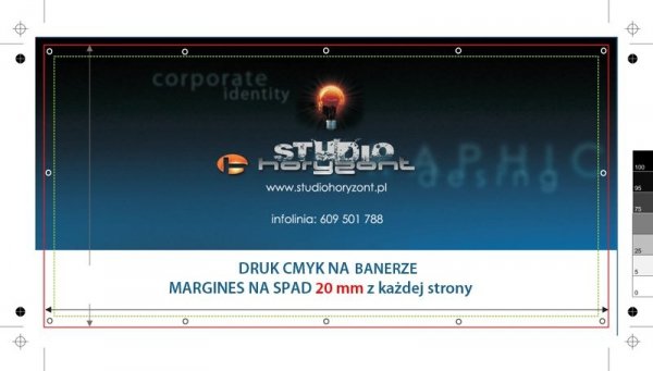 Baner laminowany ekono Frontlit 510g, oczka co 50 cm, 200 x 500 cm, 1 szt.