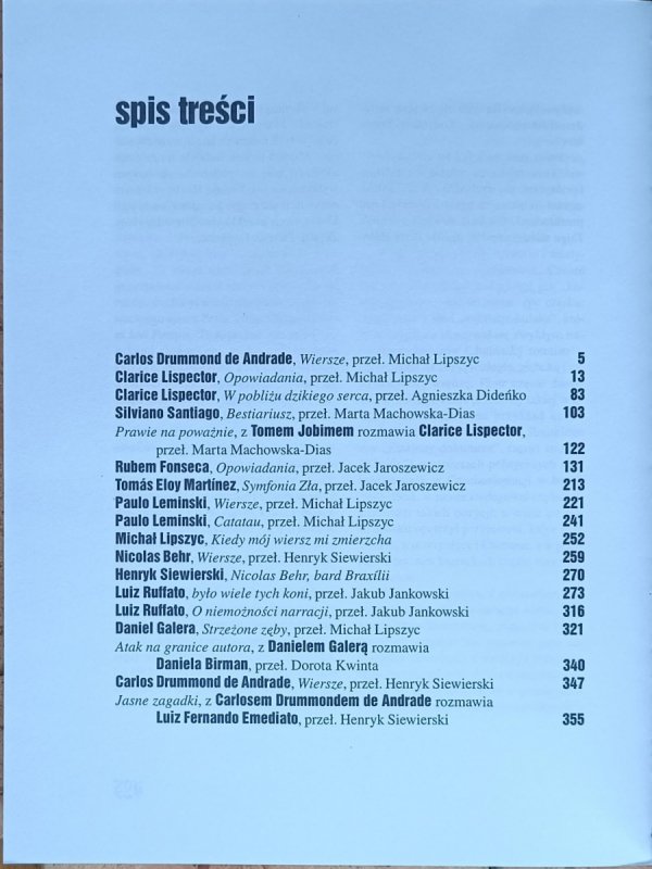 Literatura na świecie 1-2/2011 • Brasil - spis treści
