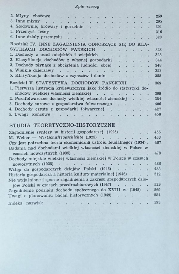 Jan Rutkowski - Wokół teorii ustroju feudalnego - spis treści