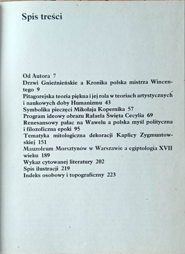 Stanisław Mossakowski  Sztuka jako świadectwo czasu - spis treści