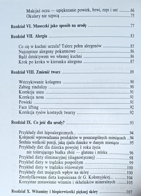 Anna Krupska Śliwiak Uroda twarzy -  spis treści