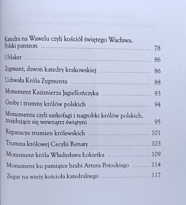 Ambroży Grabowski • Zamek królewski i Katedra na Wawelu spis treści