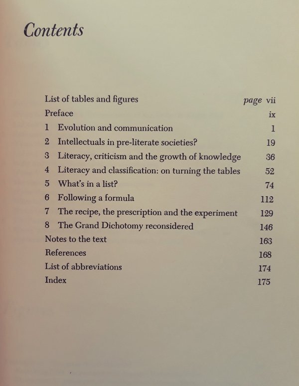 Jack Goody - The Domestication Of The Savage Mind - spis treści