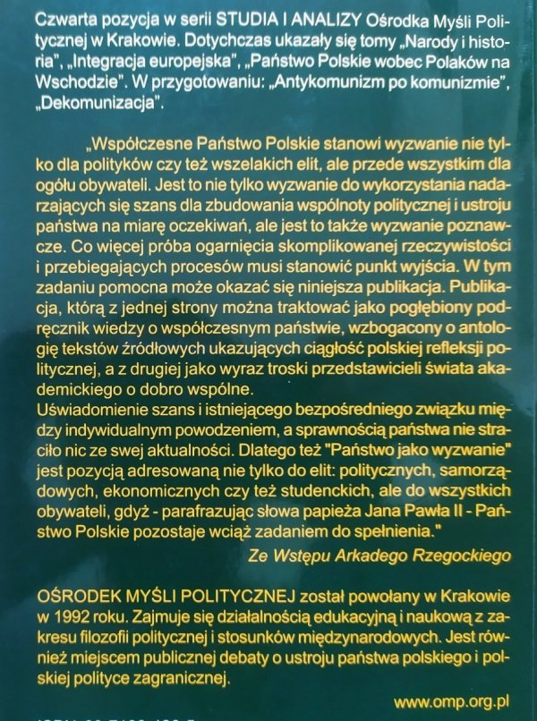 red. Arkady Rzegocki Państwo jako wyzwanie