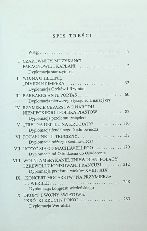 Ryszard Frelek Najkrótsza historia dyplomacji - spis treści