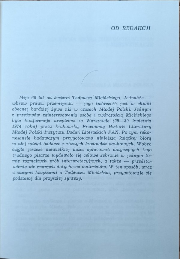 Maria Podraza-Kwiatkowska  Studia o Tadeuszu Micińskim