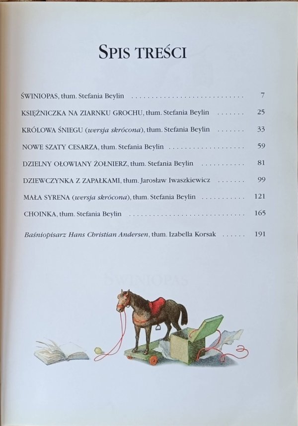 Hans Andersen  Najpiękniejsze baśnie - spis treści