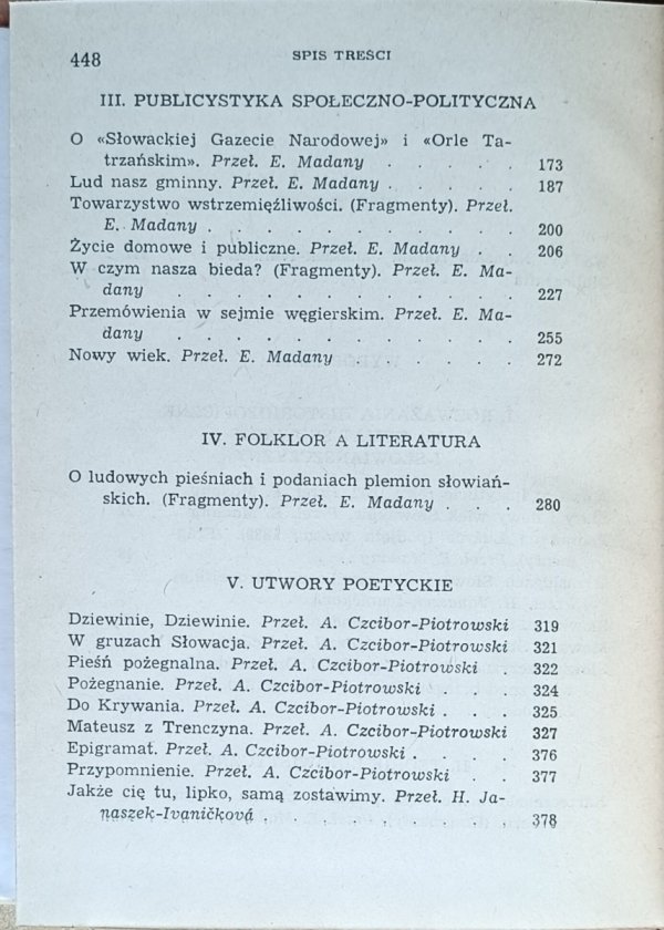 Ludovit Stur • Wybór pism - spis treści