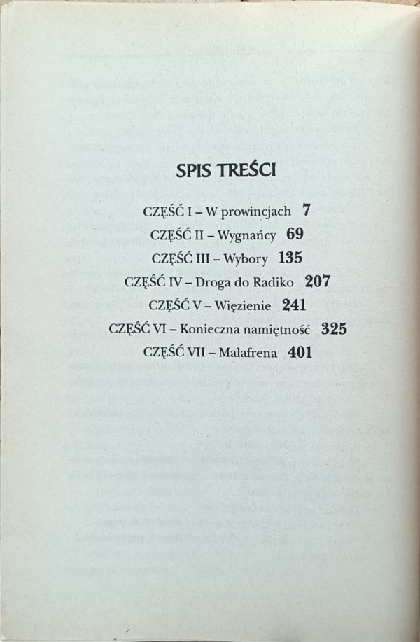 Ursula K. Le Guin - Malafrena  - spis treści