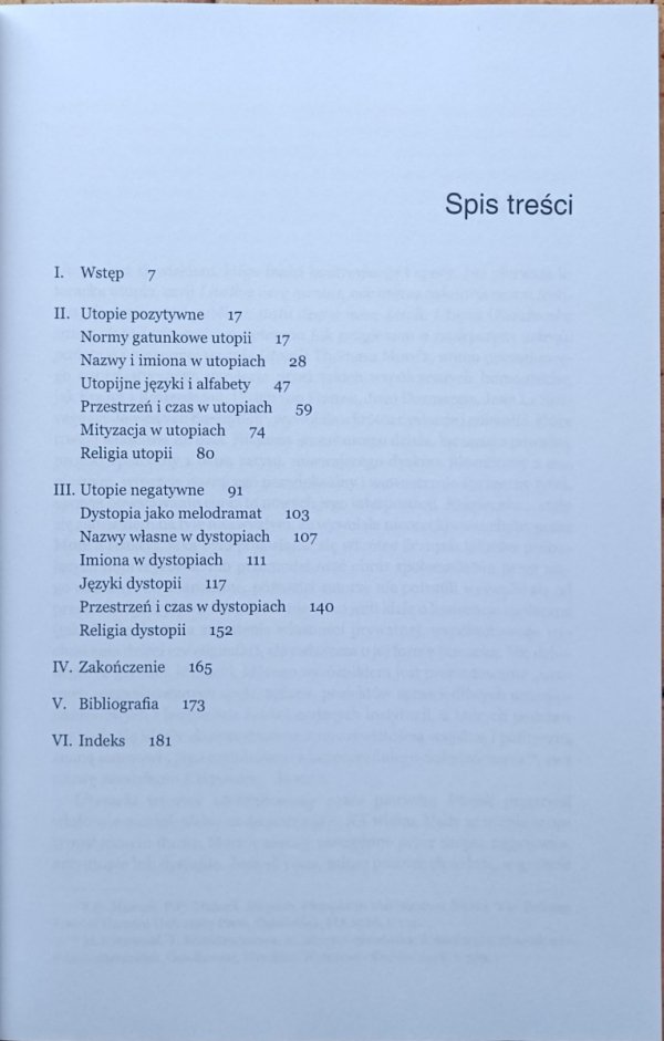 Andrzej Juszczyk Stary wspaniały świat. O utopiach pozytywnych i negatywnych - spis treści