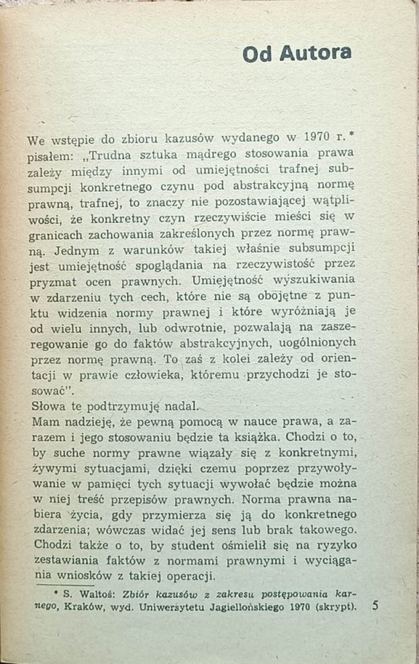 Stanisław Waltoś Proces karny w kazusach - od autora