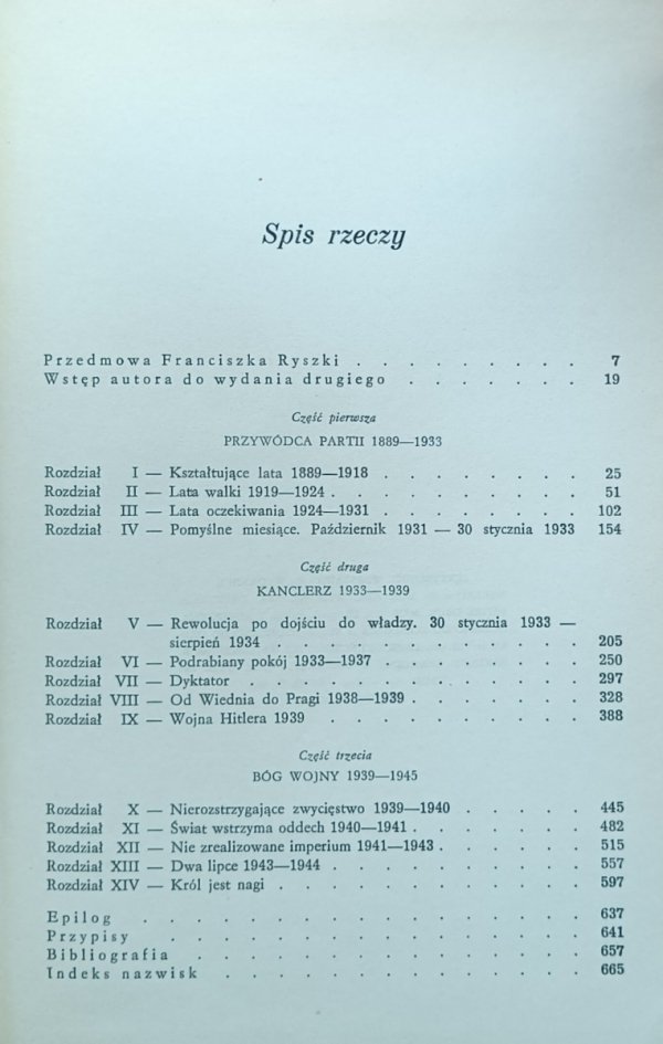 Alan Bullock • Hitler. Studium tyranii - spis treści