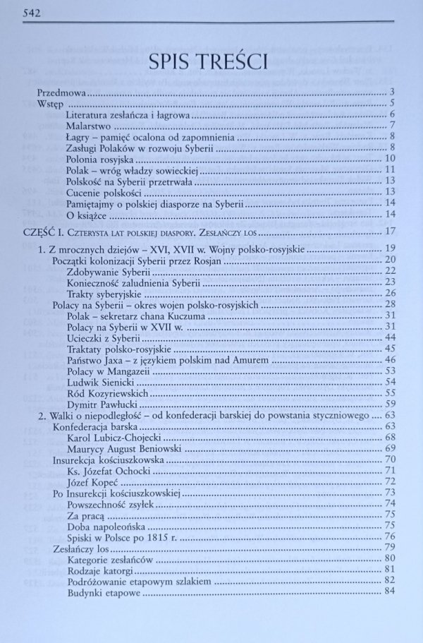 Antoni Kuczyński  Syberia 400 lat polskiej diaspory, spis treści