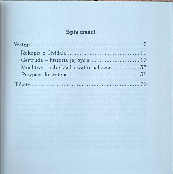 Brygida Kurbis • Modlitwy księżnej Gertrudy - spis treści