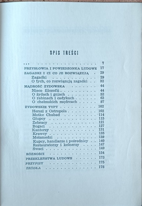 Mądrości żydowskie [Myśli srebrne i złote] [Szymon Kobyliński] - spis treści