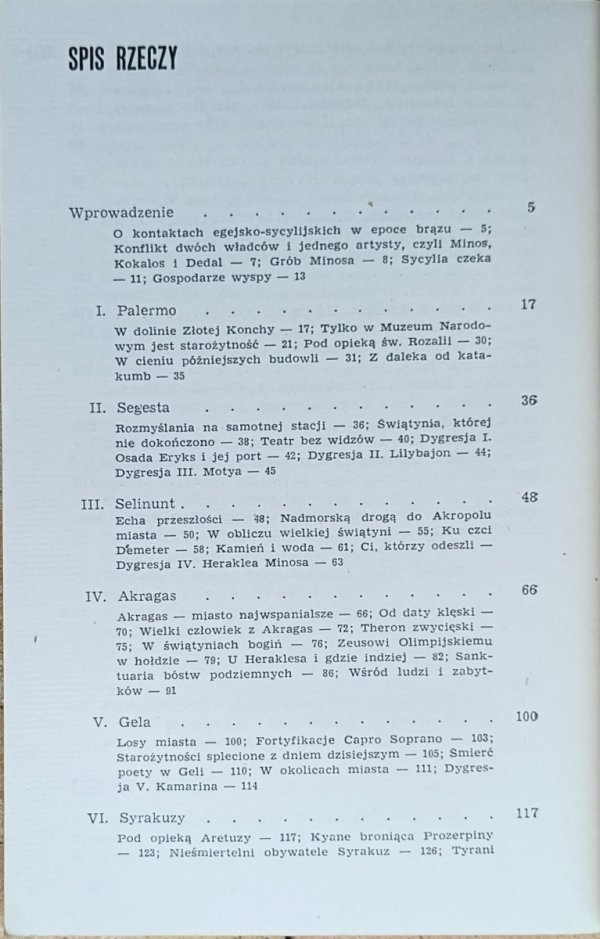 Ludwika Press  Pożegnanie z Minosem. Z notatnika podróży w antyczną przeszłość Sycylii - spis treści