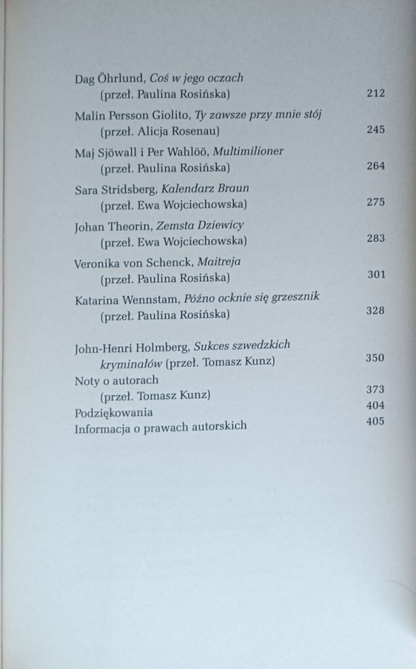 John-Henri Holmberg • Ciemna strona. Antologia [Stieg Larsson, Henning Mankell i inni] - spis treści