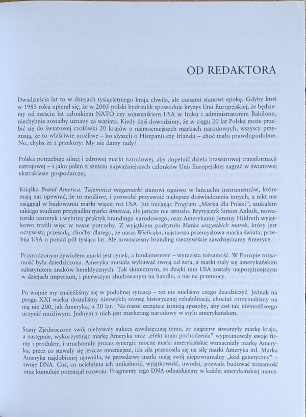 Simon Alholt, Jeremy Hildreth  Brand America. Tajemnica megamarki - od redaktora