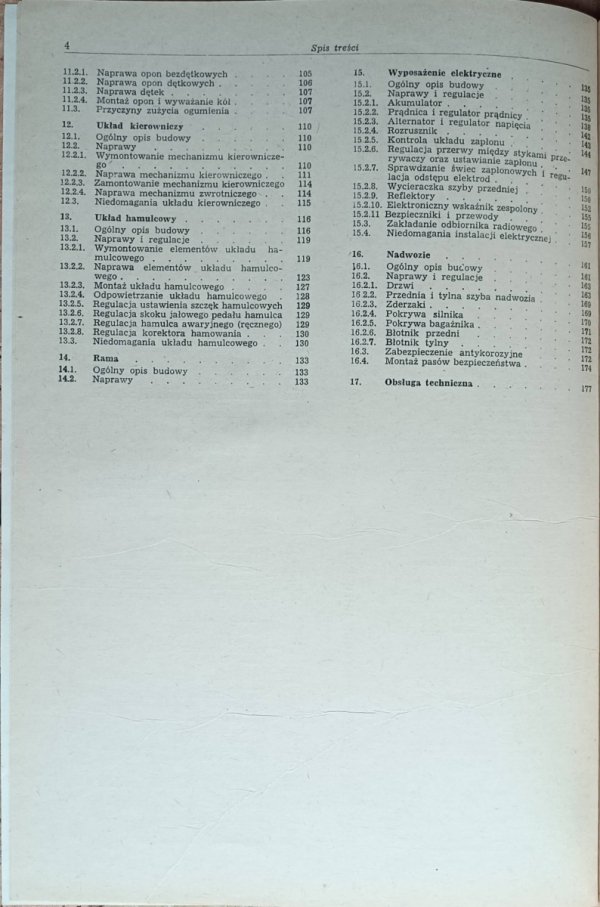Zbigniew Winnicki  Wartburg 353  - spis treści