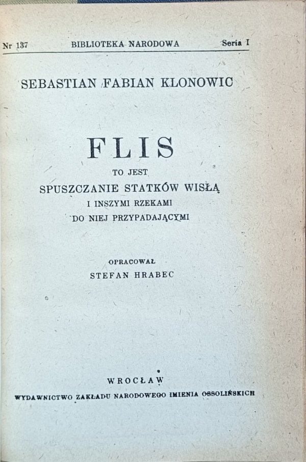 Sebastian Fabian Klonowic -  Flis | BN