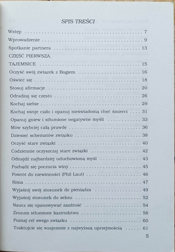 Sondra Ray Związki miłości. Tajemnica doskonałego związku - spis treści