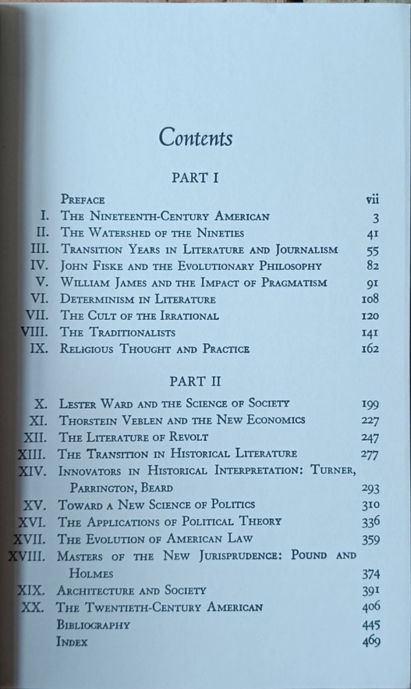 Henry Steele Commager • The American Mind: An Interpretation of American Thought and Character Since the 1880's  - spis treści