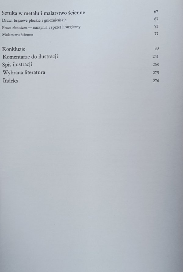 Zygmunt Świechowski  Sztuka romańska w Polsce, spis treści