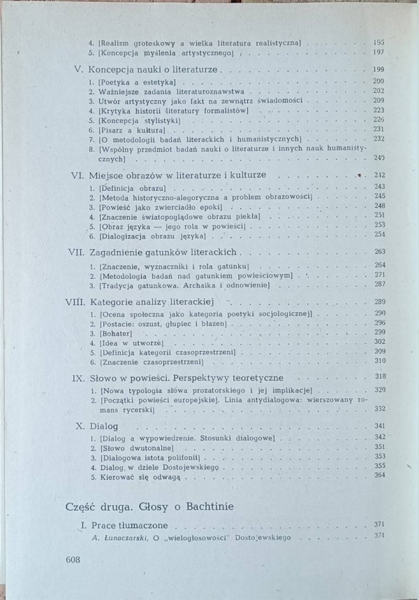 Bachtin. Dialog - język - literatura - spis treści