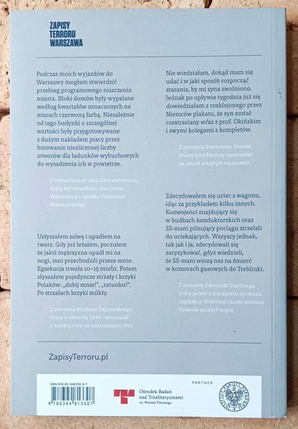 Zapisy terroru Warszawa - 41. sesja Komitetu Światowego Dziedzictwa UNESCO - okładka