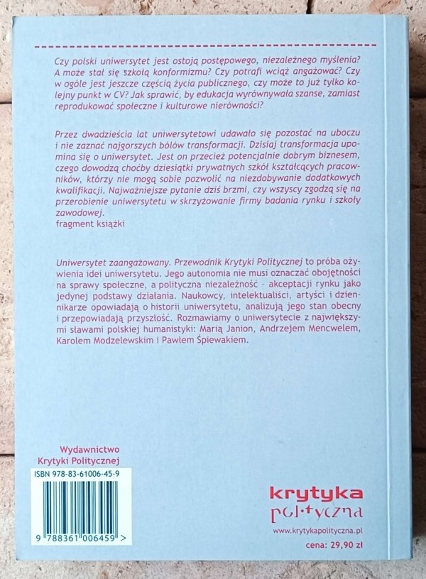 Uniwersytet zaangażowany Przewodnik Krytyki Politycznej - okładka