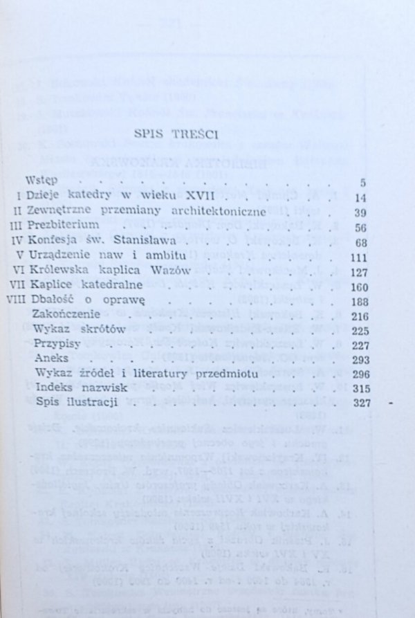Michał Rożek  Katedra Wawelska w XVII wieku - spis treści