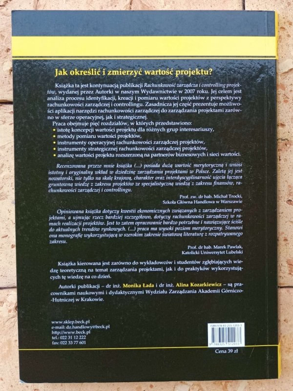 Monika Łada Zarządzanie wartością projektów - okładka