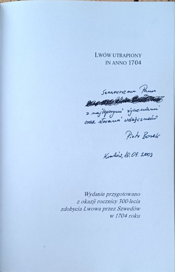 Tomasz Jan Józefowicz • Lwów utrapiony in anno 1704 -  strona tytułowa