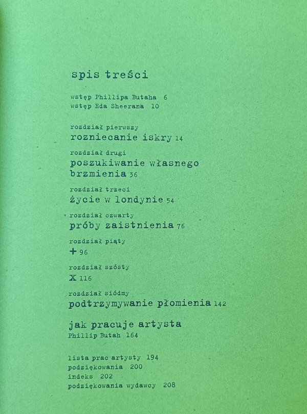 Ed Sheeran Graficzna podróż - spis tresci