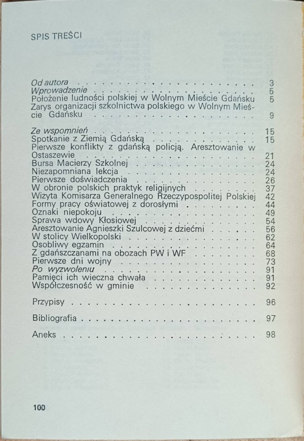 Zygmunt Kurek Trzy lata w Wolnym mieście Gdańsku 1936-1939 - spis treści