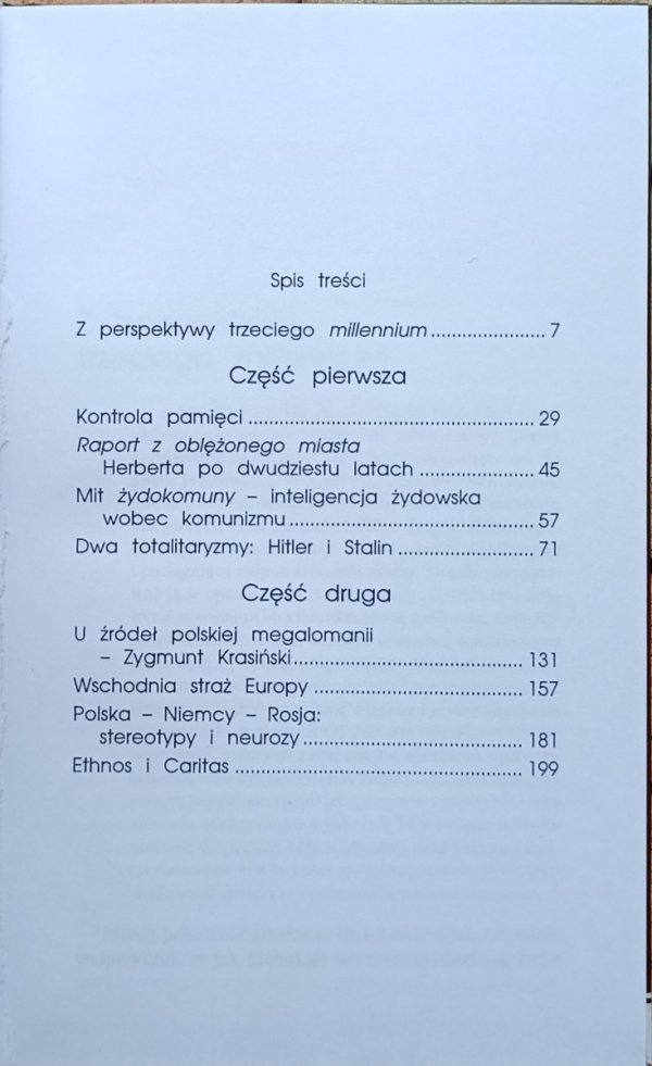 Jan Prokop  Ethnos i Caritas - spis treści