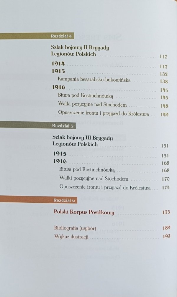Janusz Tadeusz Nowak - Szlak bojowy Legionów Polskich - spis treści