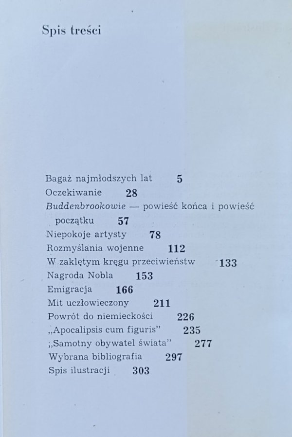 Marek Wydmuch Tomasz Mann  - spis treści
