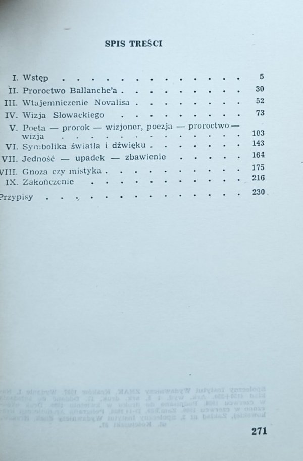 Maria Cieśla-Korytowska • Romantyczna poezja mistyczna. Ballanche, Novalis, Słowacki - spis treści