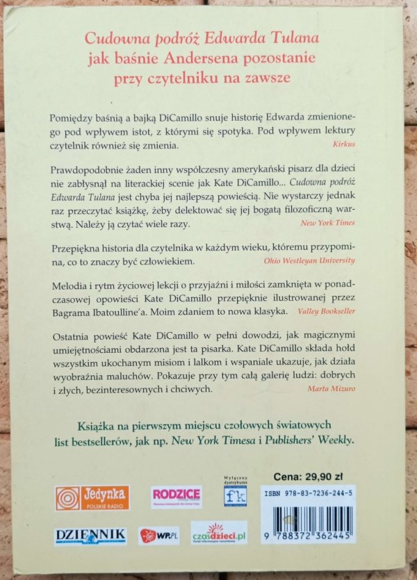 Kate DiCamillo Cudowna podróż Edwarda Tulana - okladka