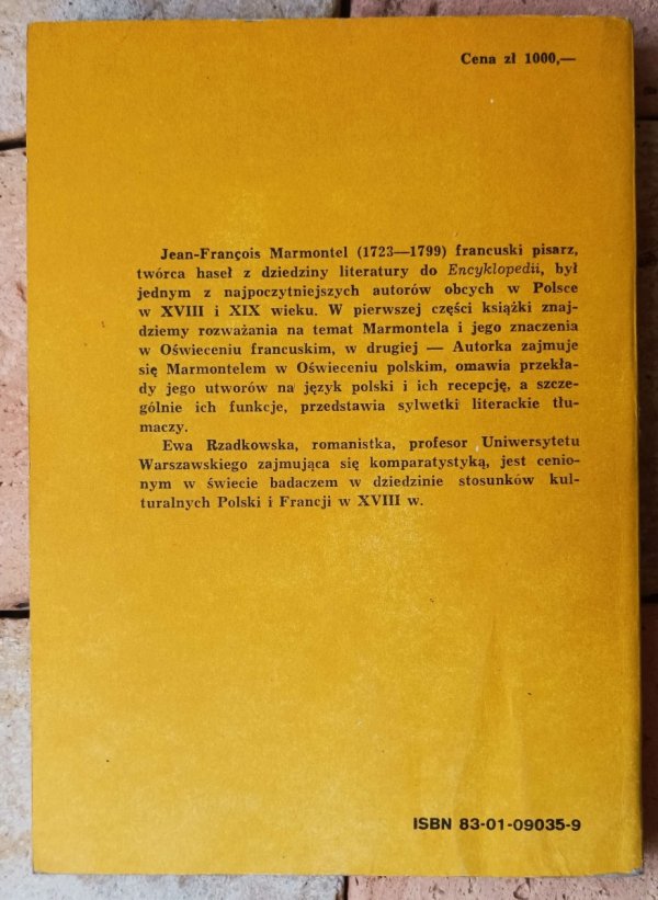Ewa Rzadkowska  Francuskie wzorce polskich Oświeconych. Studium o recepcji J.F. Marmontela w XVIII w - okładka